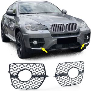 Grille - mistlamp rooster - BMW X6 E71 05/2006-06/2014 - 2-delig - mat zwart