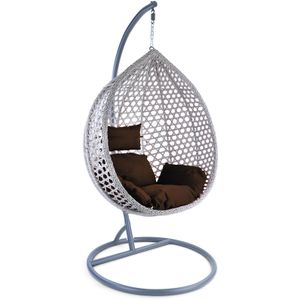 Hangstoel - grijs - 120x106x70 cm - met kussen - donkerbruin
