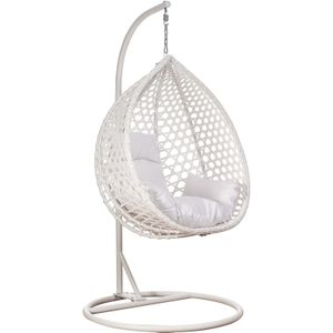 Hangstoel - ei stoel - wit - 104x102x199cm - witte kussens