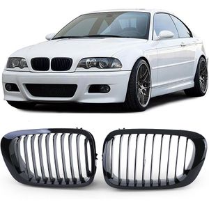 Sport Grill - BMW 3 Serie E46 Coupe Cabrio 99-03 - 2-delig - Zwart glans