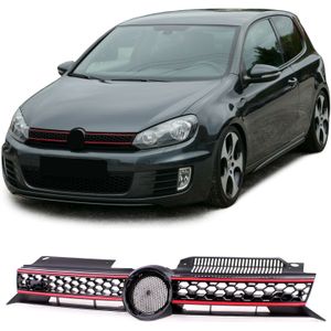 Honingraat grill - VW Golf 6 GTI 08-13 - Sportief rooster - Zwart/rood