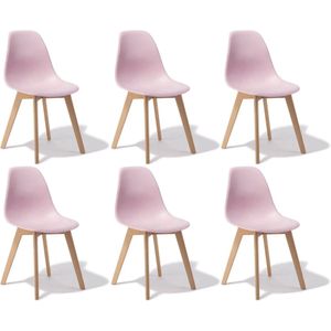 KITO - Eetkamerstoelen - set van 6 eettafel stoelen - roze