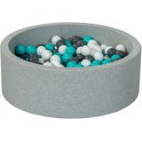 Ballenbak 90 cm met 300 ballen wit, grijs & turquoise