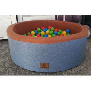 Ballenbad met 300 ballen - Wasbare hoes - 90 x 30 cm - Bruin blauw