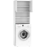 Wasmachine kast - 4 schappen & 2 deuren - wit