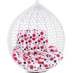Kussen voor hangstoel incl. rugdeel 2-delig leuk rood zwart wit gestipt