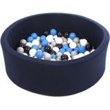 Ballenbak - 150 ballen - marine - rond ballenbad - 90x30 cm - zwarte, witte, blauw, grijze ballen