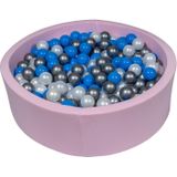 Roze ballenbak 90 cm met 450 ballen parelmoer, blauw & zilver