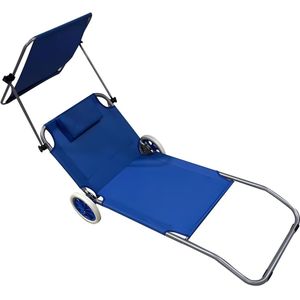Comfort - Strandstoel - Blauw - Verstelbaar Zonnedak - Ergonomisch Ontwerp