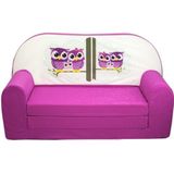 Kinder slaapbank - sofa - roze - logeermatras - 85 x 60 - uil