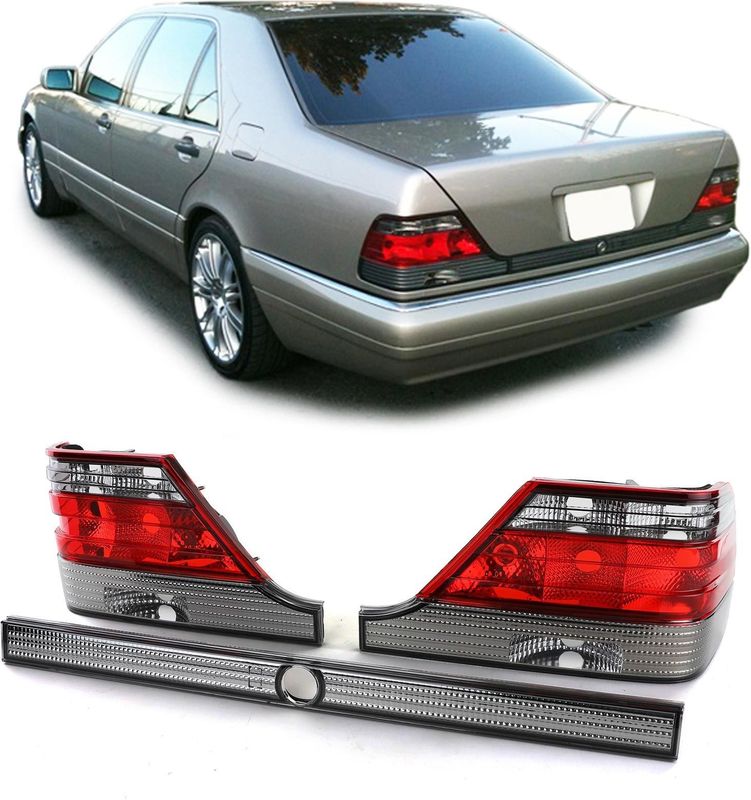 Achterlichten voor Mercedes S W140 94-98 - rood zwart met slotstrip