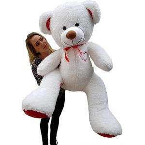 Grote witte knuffelbeer teddybeer met i love you tekst 190cm!