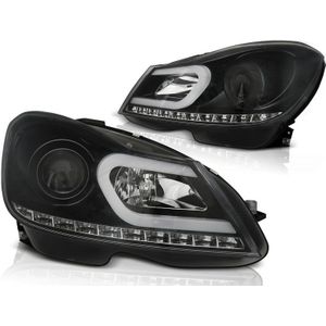 Koplampen met parkeerlicht MERCEDES W204 11-14 ZWART TUBE LIGHT