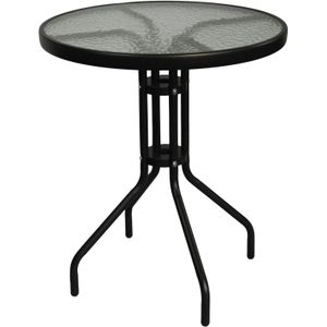 Bistrotafel - Rond - Zwart - Gehard Glas - 60 cm