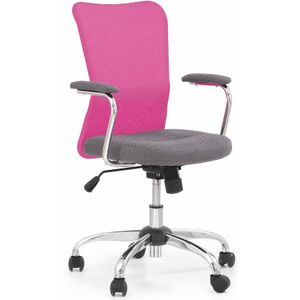 ANDY - kinder bureaustoel - stof - 56x87-95x56 cm - grijs roze