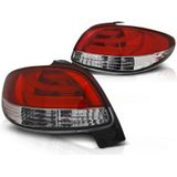 Achterlichten PEUGEOT 206 10 98- ROOD HELDER LED STRIP