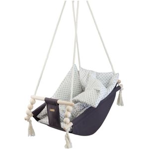 Houten Schommelstoel - Grijs - Katoen - Verstelbare Rugleuning - Inclusief Quilt