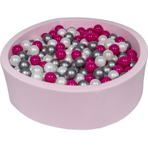 Roze ballenbak 90 cm met 450 ballen parelmoer, paars & zilver