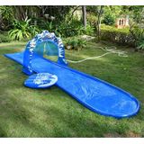 Waterglijbaan - 500x95 cm - met poort en bodyboard - blauw