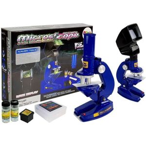 Microscoop kind - 100x - 200x - 450x - blauw