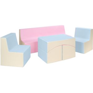 Duurzame Kinderkamerset - Eco-leer Zithoek 4-delig - Pasteltinten
