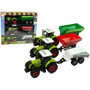 Tractor speelgoed - met sproeier, oplegger en drie trekkers