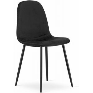 Compacte Velvet Eetkamerstoelen - Set van 3 - Zwart - Ruimtebesparend Design