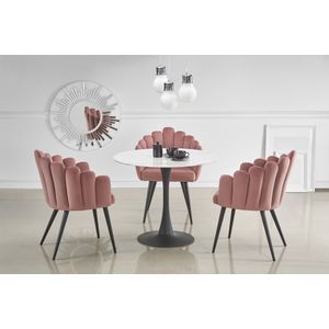 AMBROSIO - eettafel - glas - rond - 90x90x72 cm - zwart wit