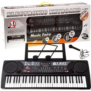 Keyboard piano - 61 toetsen - 81x30 cm - met microfoon - zwart