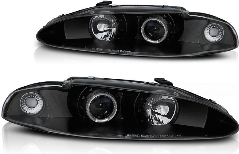 Koplampen dual halo rims geschikt voor Mitsubishi Eclipse 06 95-96 Angel Eyes zwart
