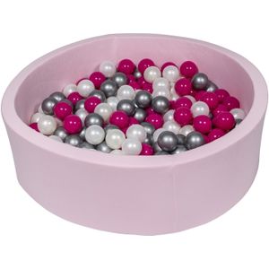 Roze ballenbak 90 cm met 300 ballen parelmoer, paars & zilver