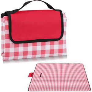Picknickkleed - waterdicht - 200x200 cm - rood wit - geruit