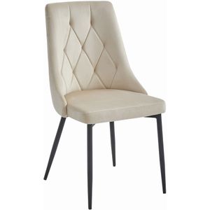 Luxe Fluwelen Eetkamerstoelen - Beige Design Set van 3 - Modern Interieur