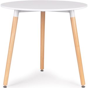 Ronde tafel - koffie tafel - scandinavische stijl - 80 cm wit blad