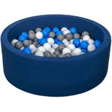 Ballenbad Rond - Blauw - 90x30 cm - met 300 Wi - Blauw en Grijze Ballen