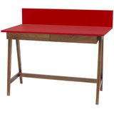 Luka rode schrijftafel met eiken poten & 2 lades - FSC gecertificeerd