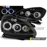 Koplampen dual halo rims RENAULT CLIO 3 05-09 ZWART ANGEL EYES