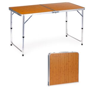 Campingtafel - inklapbaar - 119,5x60x61,5-69,5 cm - houtlook