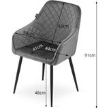 NUGAT stoel - grijs fluweel / zwarte poten x 2