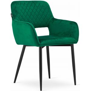 Velvet eetkamerstoel AMALFI - met armleuning - groen