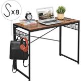 Computertafel vintage bruin-zwart opklapbaar bureau met 8 haken