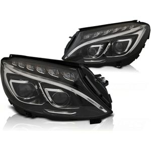 Koplampen MERCEDES W205 14-18 ZWART LED DRL