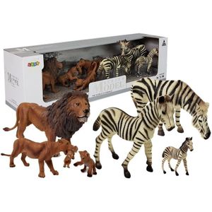 Speelgoed dieren - set van 7 dieren - leeuwen en zebra's