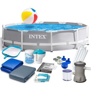 Intex opzetzwembad - 305x76cm - grijs - accessoires oa. filterpomp & bal
