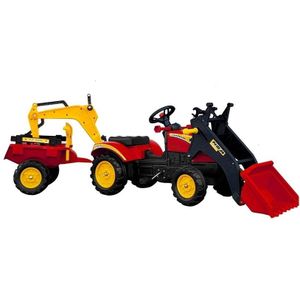 Tractor skelter met shovel & aanhanger – Rood Geel