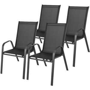 Tuintafel stoelen set zwart - 4 stuks