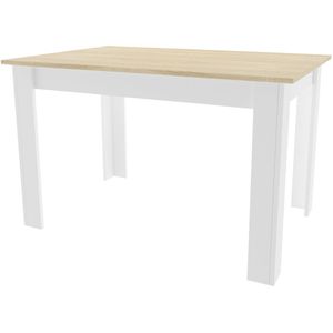 Eettafel - hout - 120x80x75 cm - wit, eiken