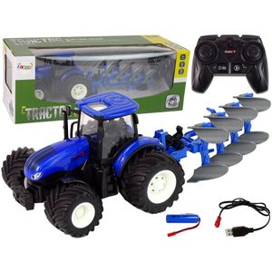 Bestuurbare trekker - R/C tractor - 18x16x13cm - blauw