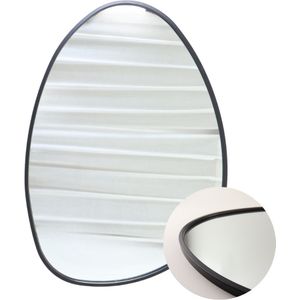 MISOU Ovale Spiegel Organische Asymmetrische Wandspiegel Zwart 55x1,6x75cm
