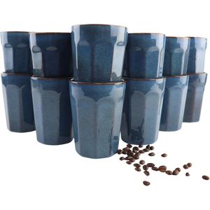 OTIX Koffiekopjes zonder Oor Cappuccino en Latte macchiato Mokken 12 Stuks 400 ml  Koffietassen  Aardewerk BLUETT